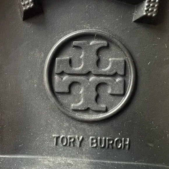 Tory Burch Black Tall Sarah Logo Rain Boots Gold Medallion Style 37568, Size 5 - Picture 10 of 11